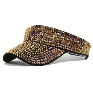 Visor, Vibrant Bling Rhinestone Summer Visor Hat, NEW, Adjustable, Rose …